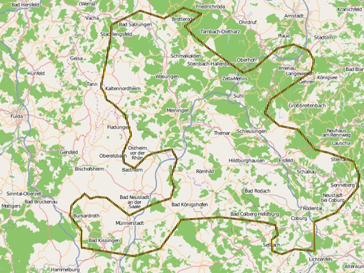 Henneberger Land Karte histoische Ausdehnung